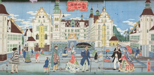 Landscape of a prosperous town in America, 1861